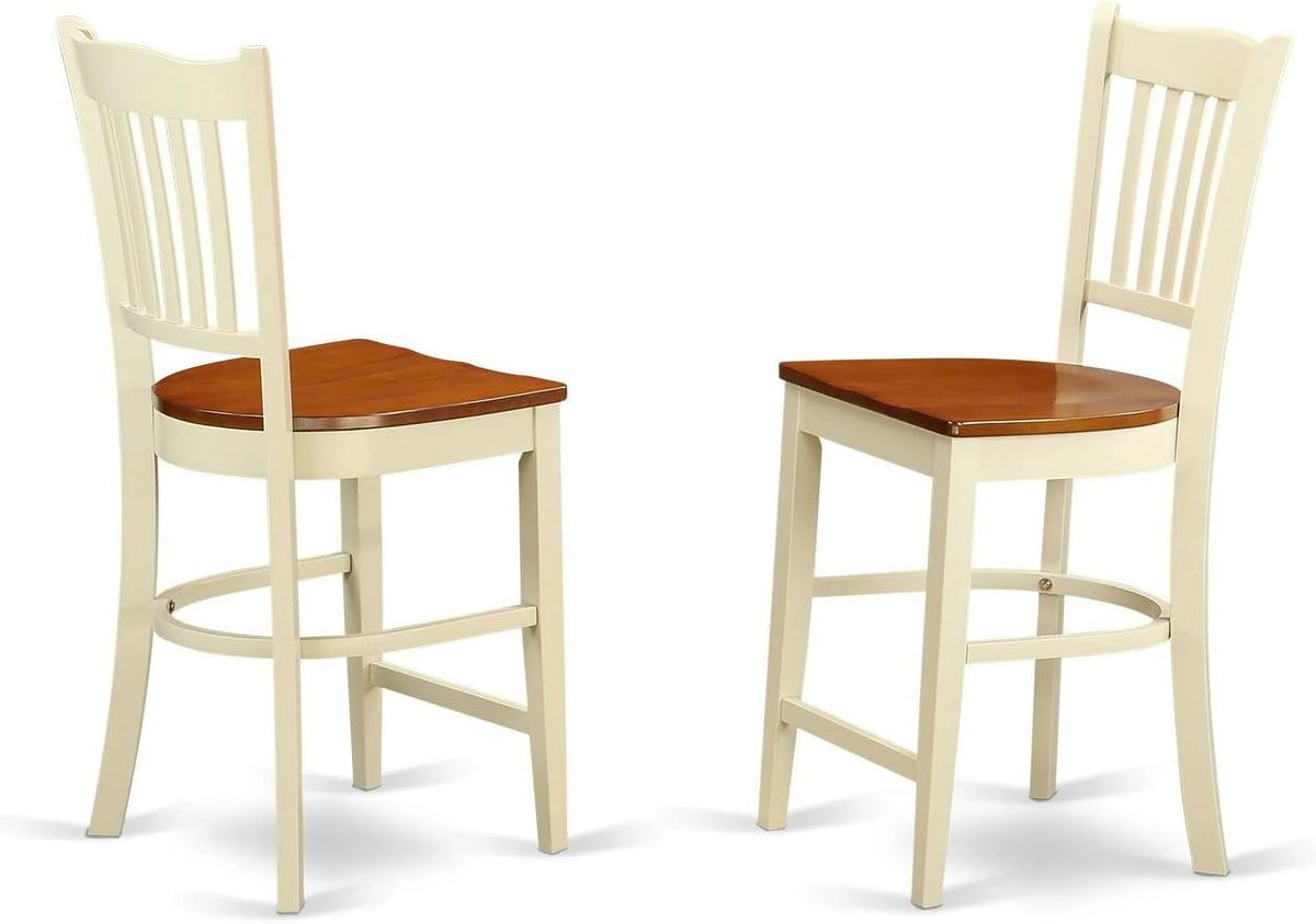 5 Piece Counter Height Dining Table Set with Round Wooden Table and 4 Chairs J946346