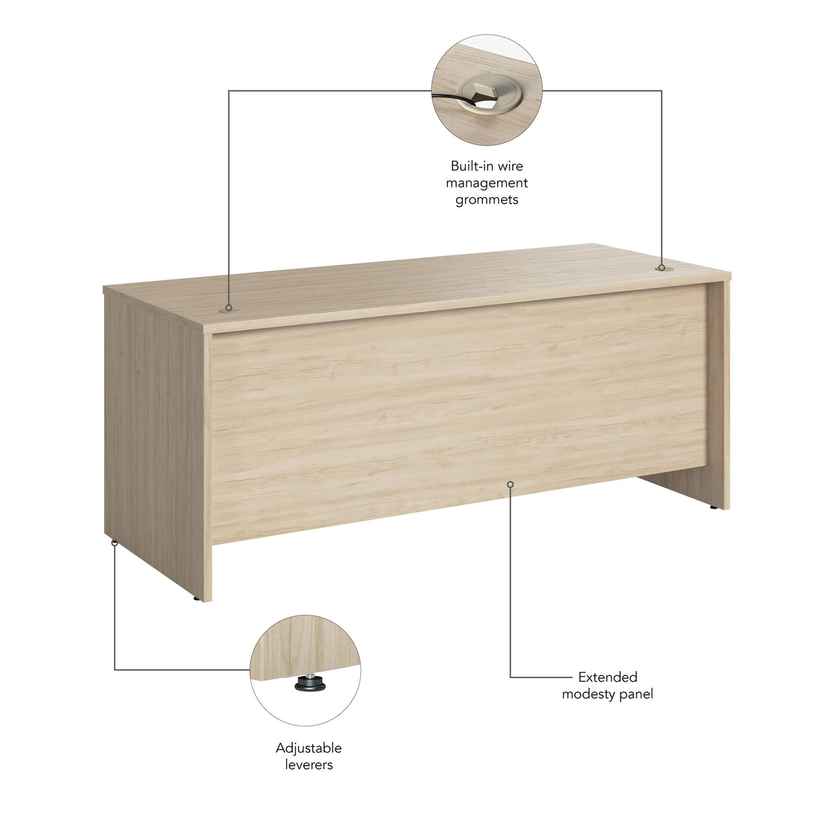 72W x 30D Office Desk in Natural Elm Engineered Wood G71651