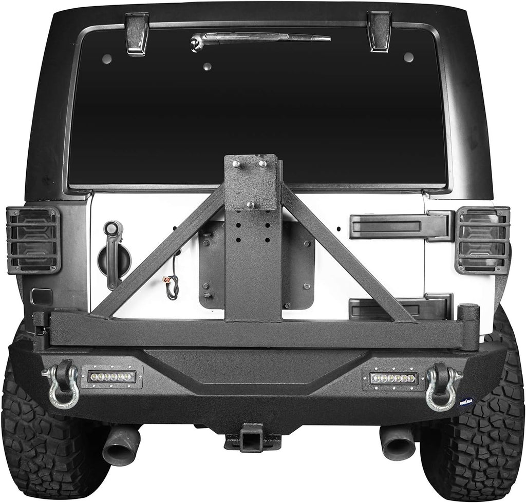 Front Bumper + Rear Bumper with Spare Tire Carrier & Winch Plate R414