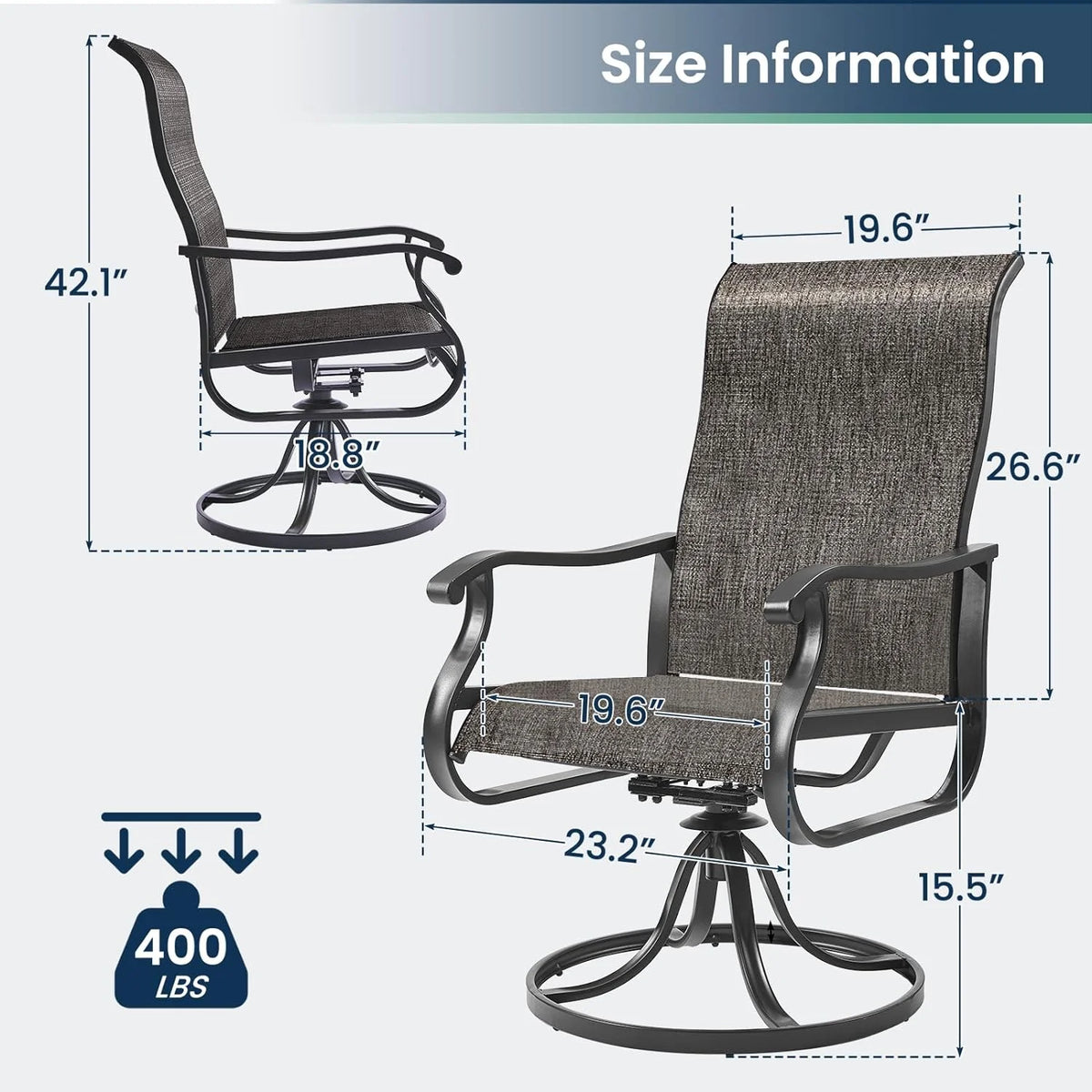 Set of 2 Swivel Outdoor Dining Chairs X3329