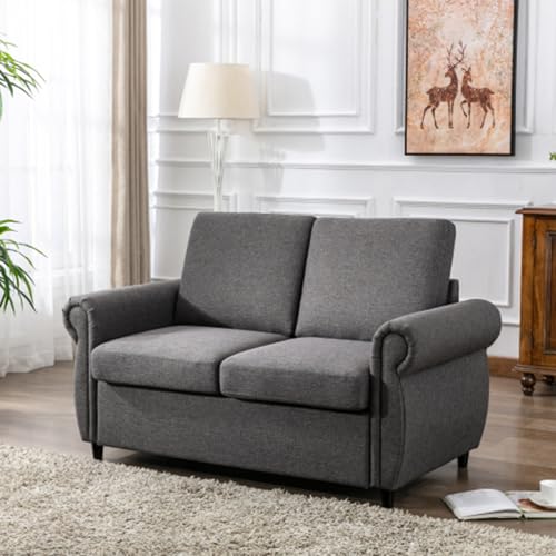 Gray Convertible Sleeper Sofa with Twin Size Memory Mattress F2758