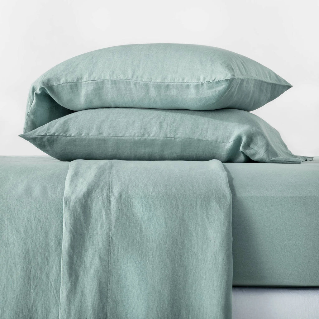 100% Washed Hemp Solid Sheet Set Sage Green M2585
