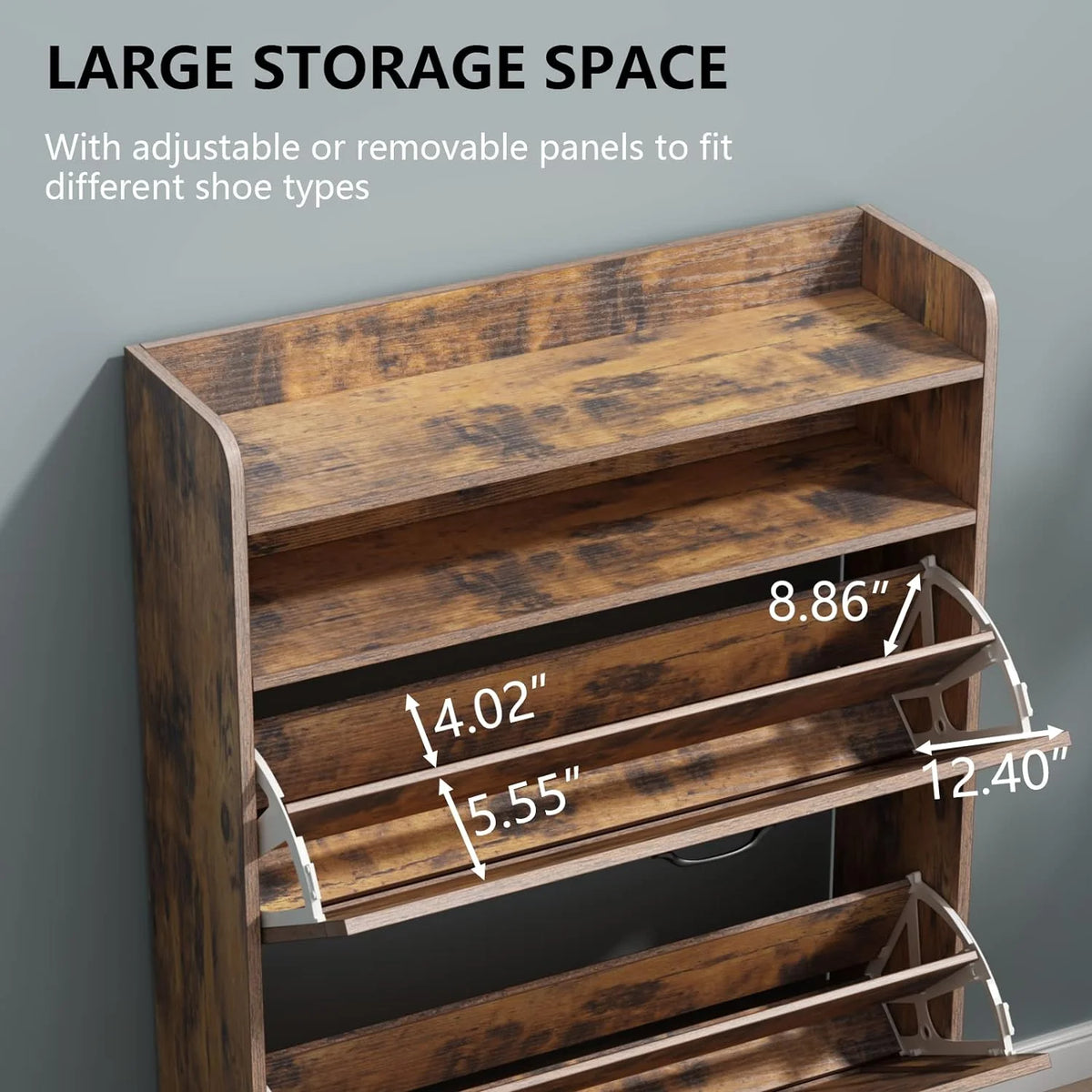 Shoe Cabinet with 2 Flip Drawers Narrow Shoe Organizer Cabinet C97548