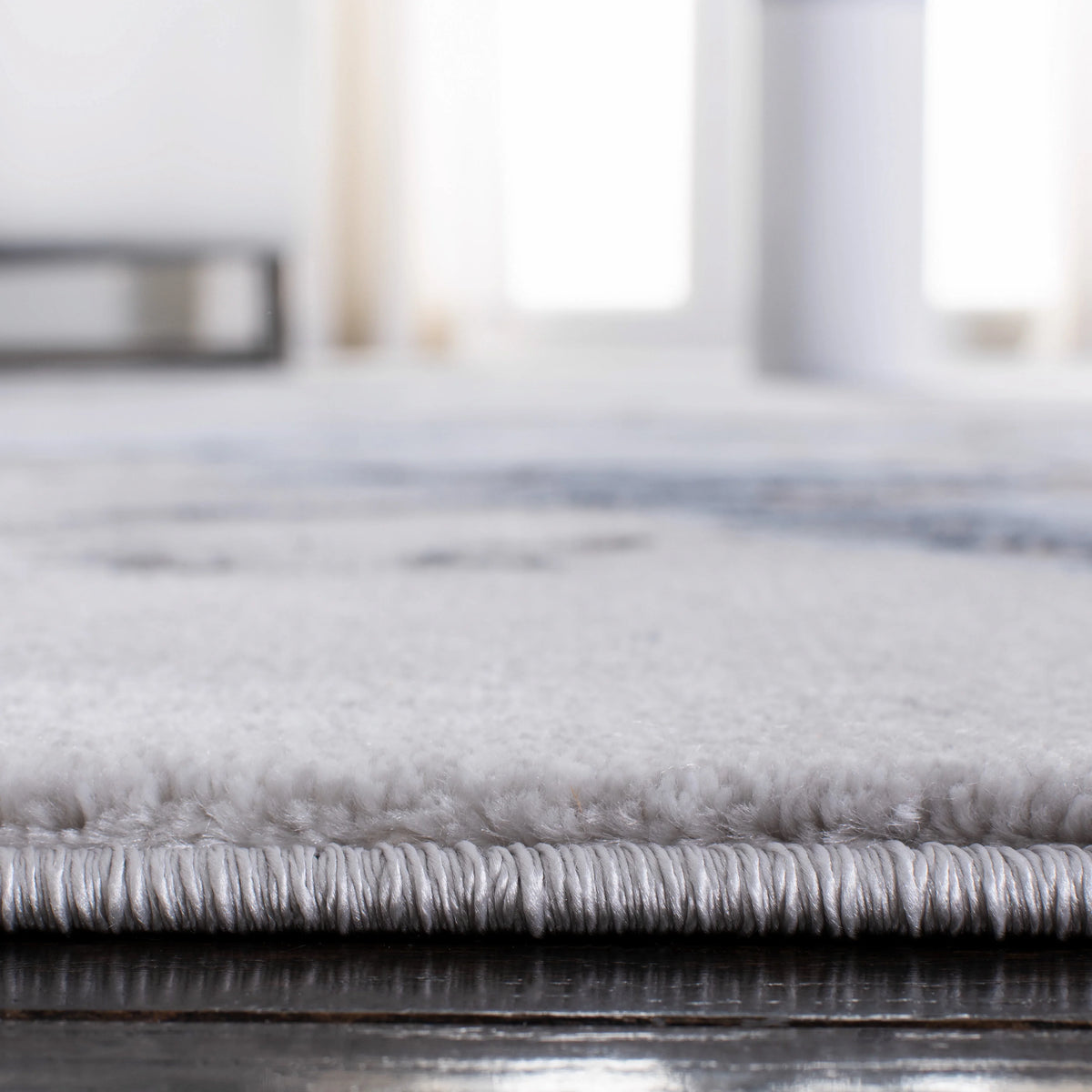 Abstract Marble Area Rug, 5'3" x 5'3" Square, Grey/Blue B3101