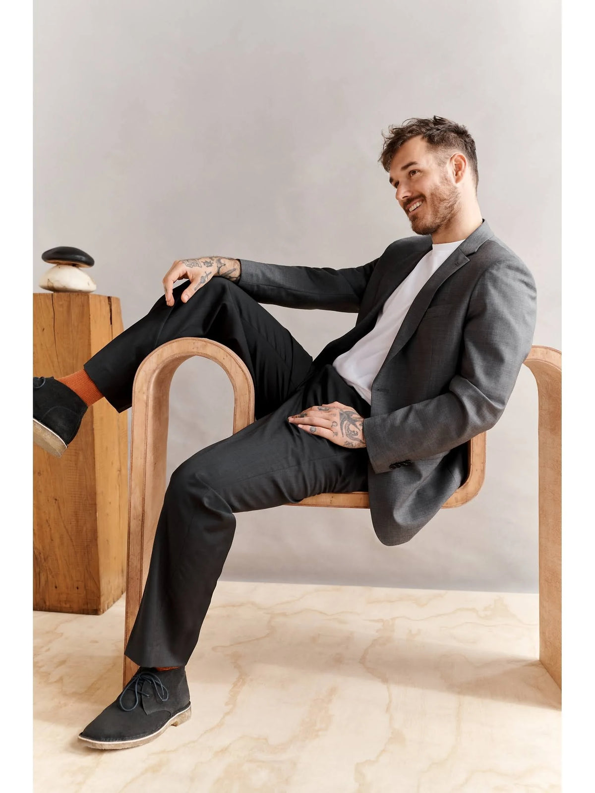 Slim Solid Italian Wool Suit Pant Black 27W 30L M36240