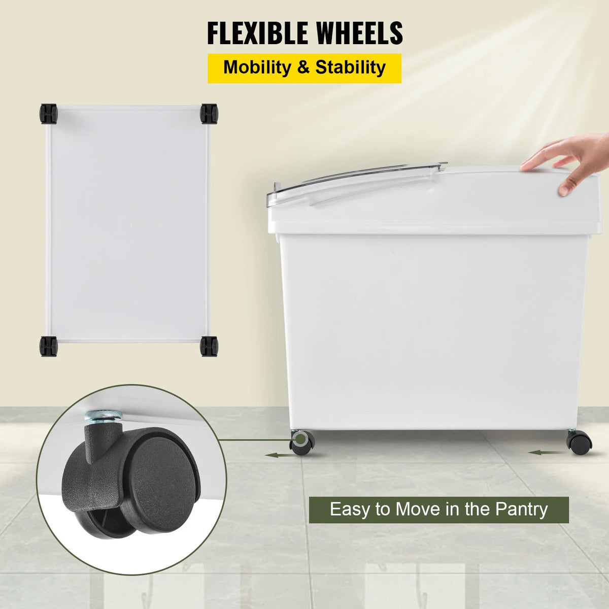 10.5 Gallons PP Ingredient Storage Bin with Scoop and Sliding Lid, 3 Pcs/Set W944723
