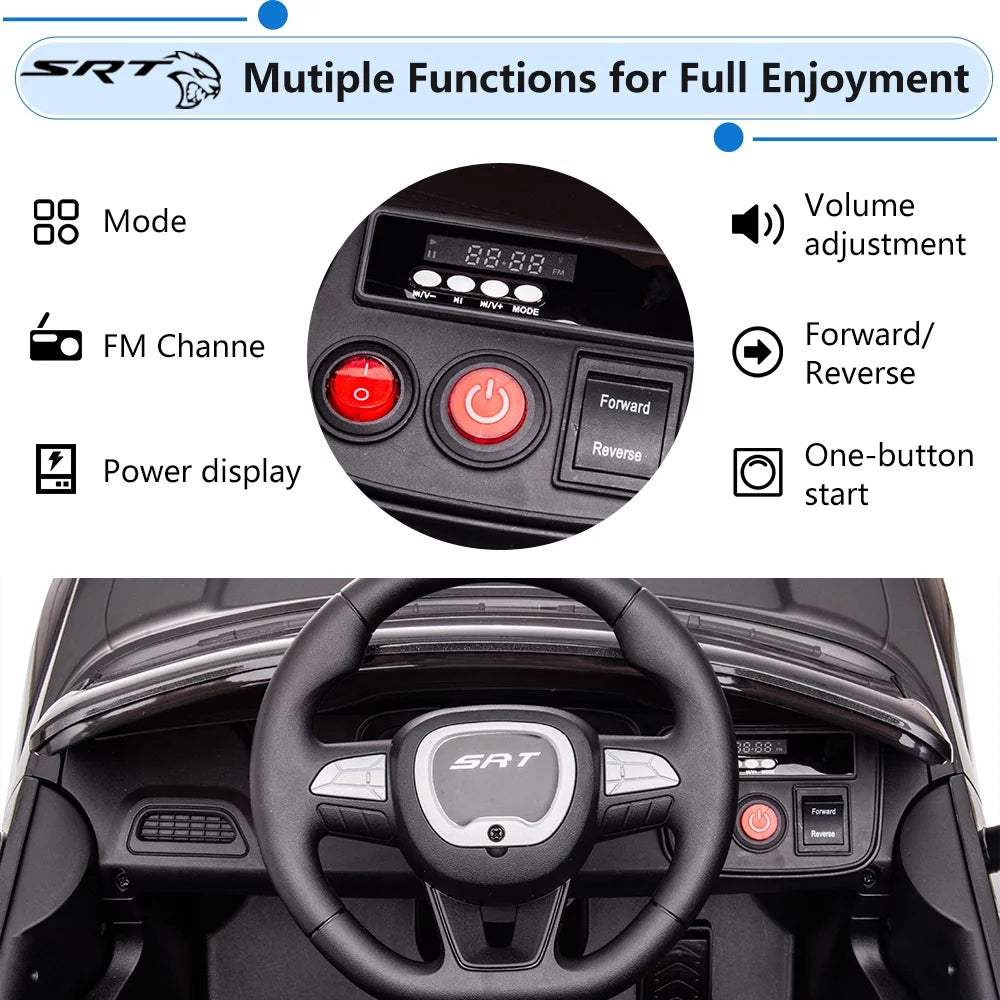 Black Licensed Dodge Challenger Battery Powered Kids Electric Car F1628