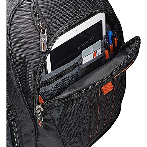 Large Backpack, Black/Orange, 18 x 13.3 x 8.6 R660