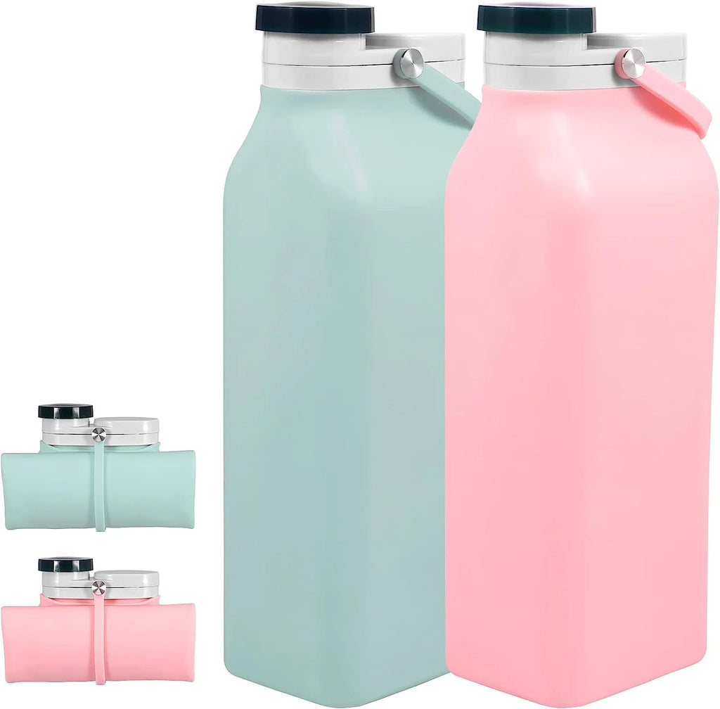2PCS Collapsible 20oz Silicone Water Bottles S436688