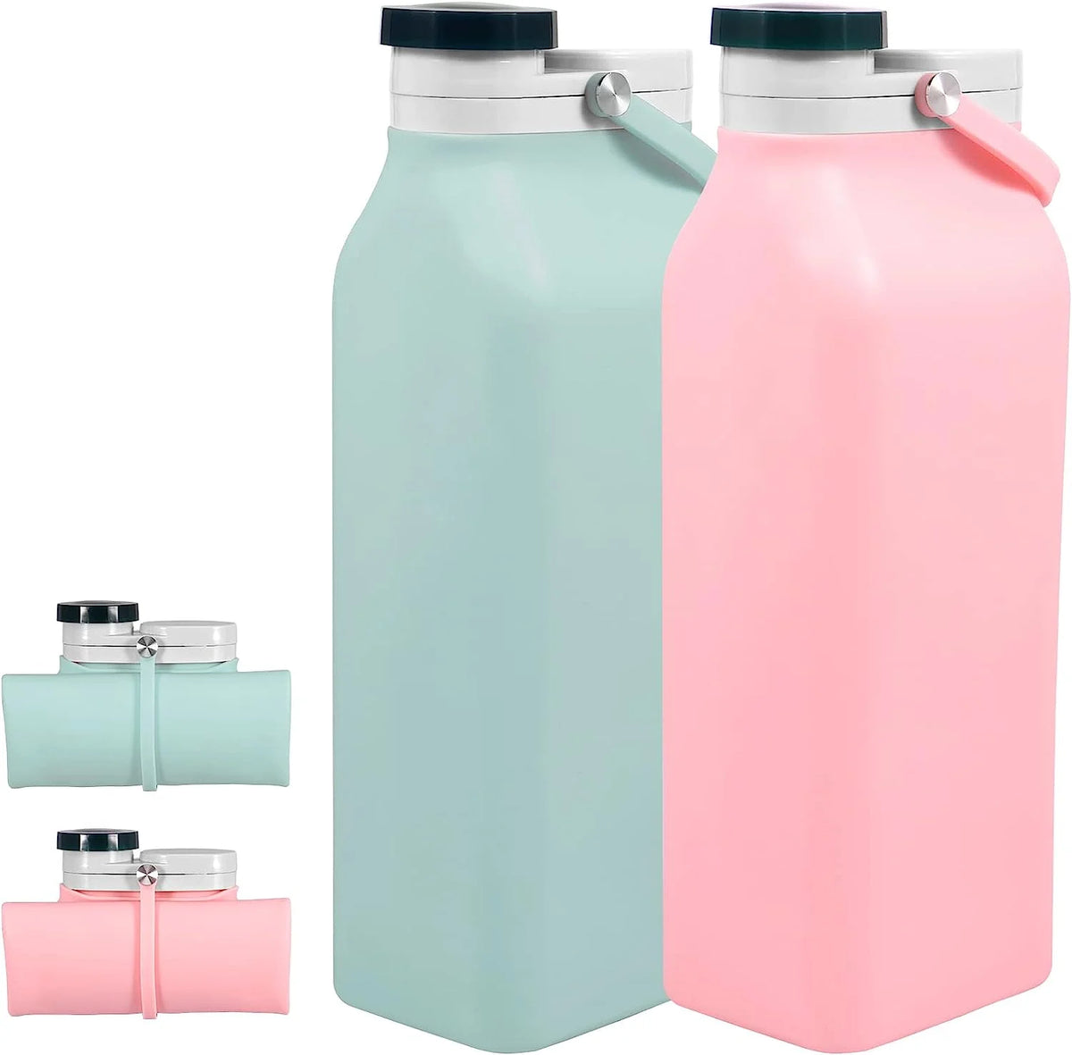 2PCS Collapsible 20oz Silicone Water Bottles S436688