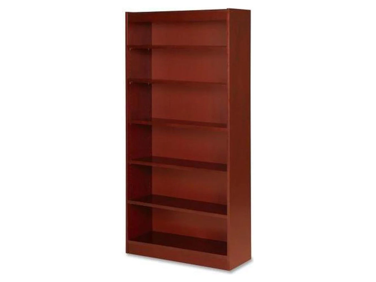 Six Shelf Wood Veneer Cherry Panel Bookcase S885374