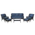 6-Piece Rattan Outdoor Conversation Set Navy Blue Metal K46337