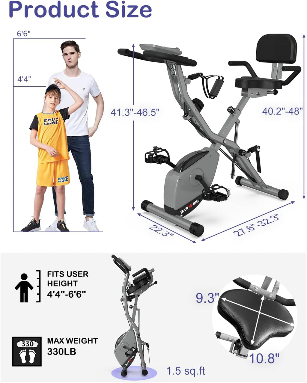 Cement Grey 4 IN 1 Foldable Indoor Cycling Bike M894