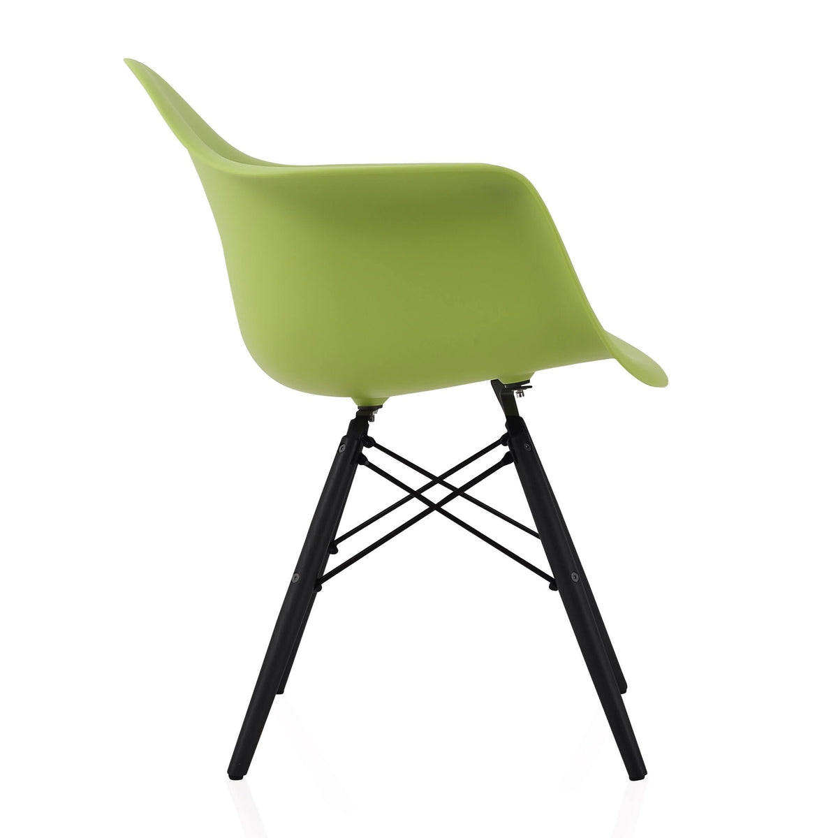 Green Molded Plastic Dining Arm Chair with Black Wood Legs E326