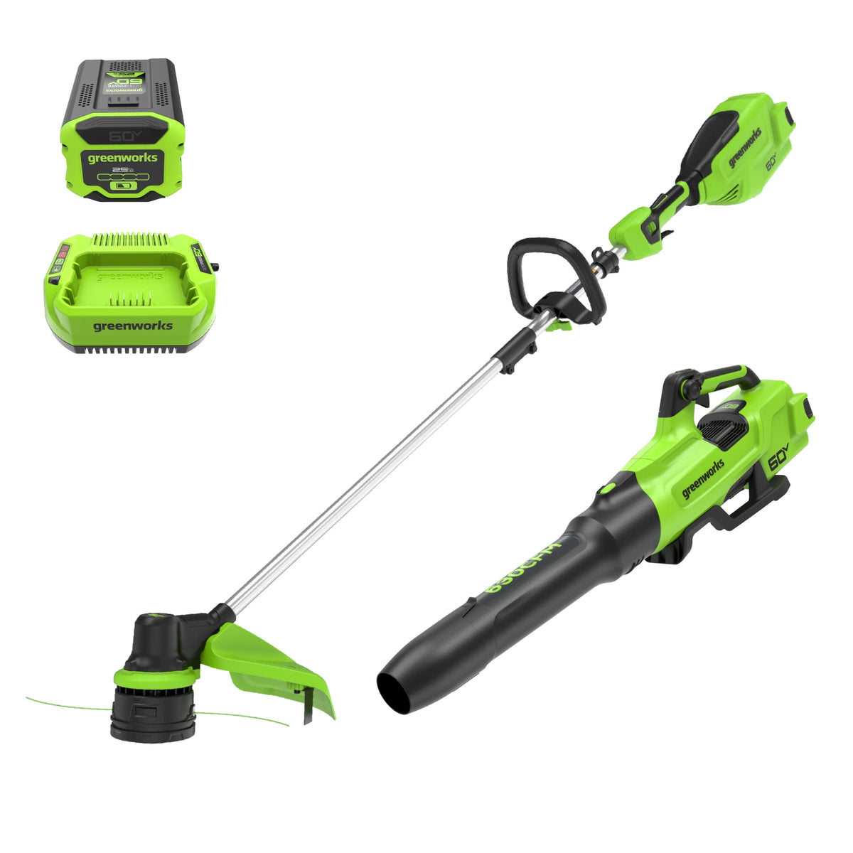 60V 16 String Trimmer & 630 CFM 170 MPH Blower Combo Kit with 2.5Ah Battery & 3 Amp Charger M8283