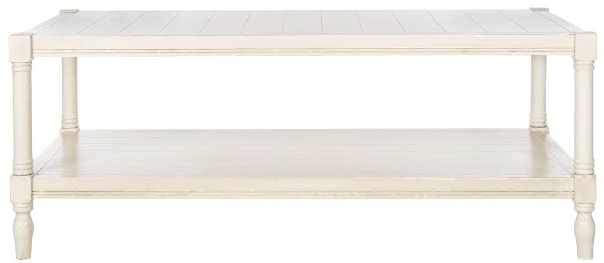 White Coffee Table with Storage Shelf M172044