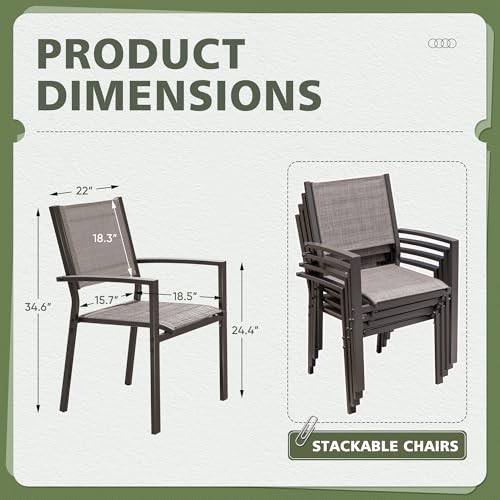 Textilene Outdoor Stackable Dining Chairs Set of 6 Grey P139514