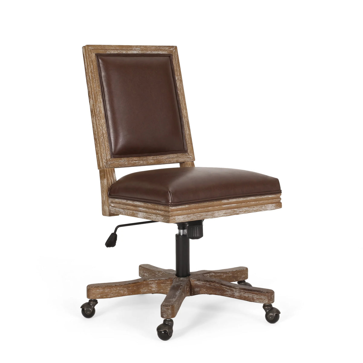 Dark Brown Faux Leather Swivel Office Chair B436