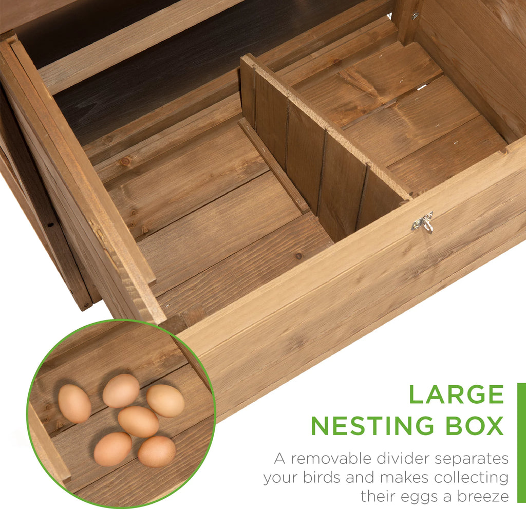70in Mobile Fir Wood Chicken Coop with Wheels H25233