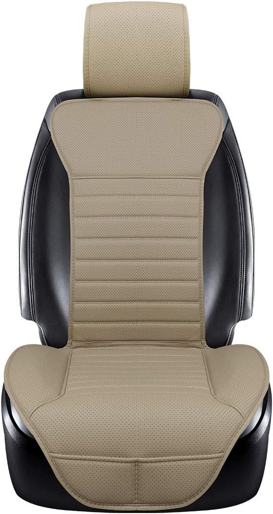 2 Pieces Beige PU Leather Car Seat Covers Y649