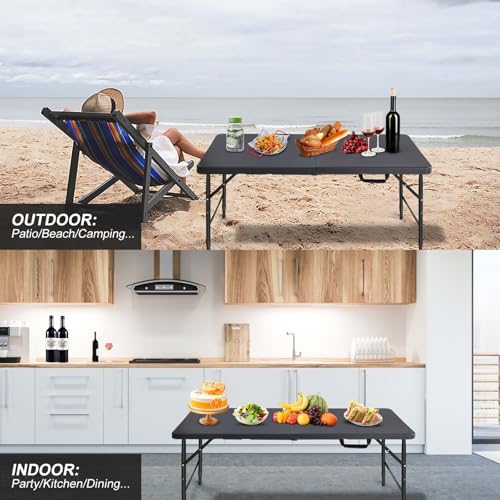 White 4ft Portable Folding Table with Steel Legs Z143