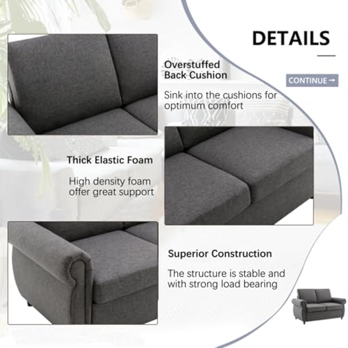 Gray Convertible Sleeper Sofa with Twin Size Memory Mattress F2758