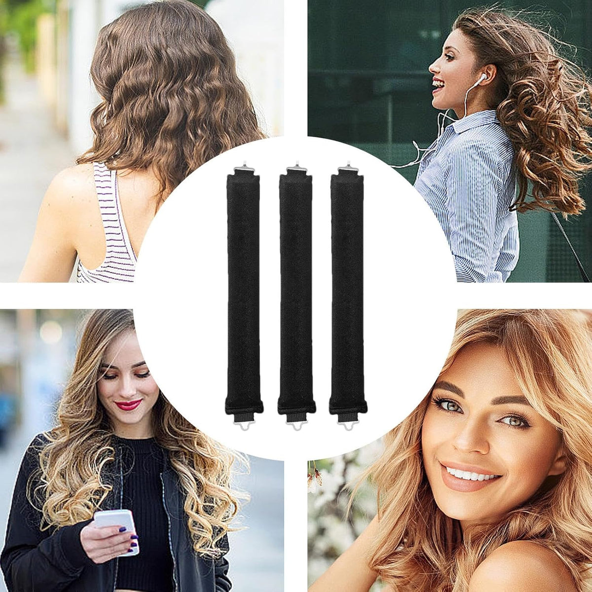 Velvet Heatless Curling Rods with Hook J383