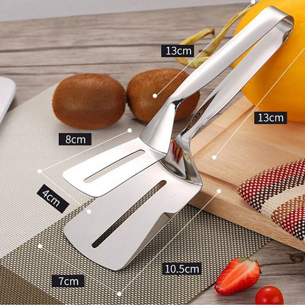 Stainless Steel Double-Sided Shovel Clip Kitchen Tongs T440239