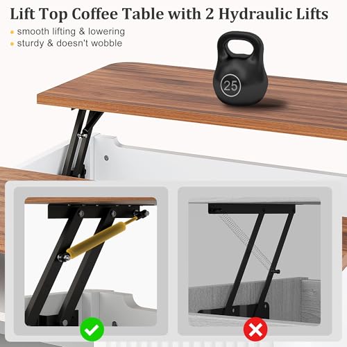 White Lift Top Coffee Table with Storage H657