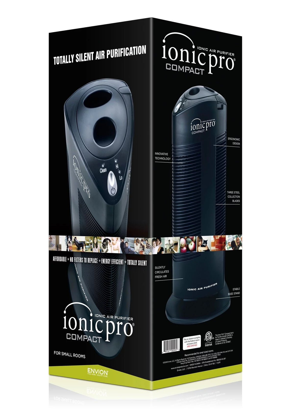 Black Compact Ionic Air Purifier F347551