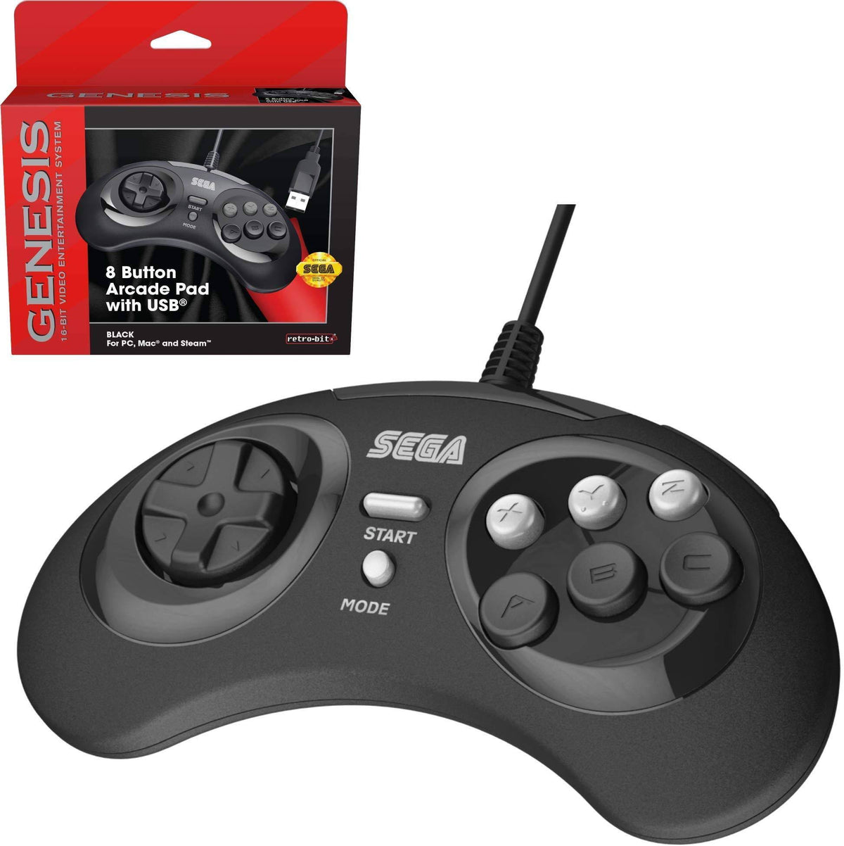 Black USB 8-Button Arcade Pad Controller T868401