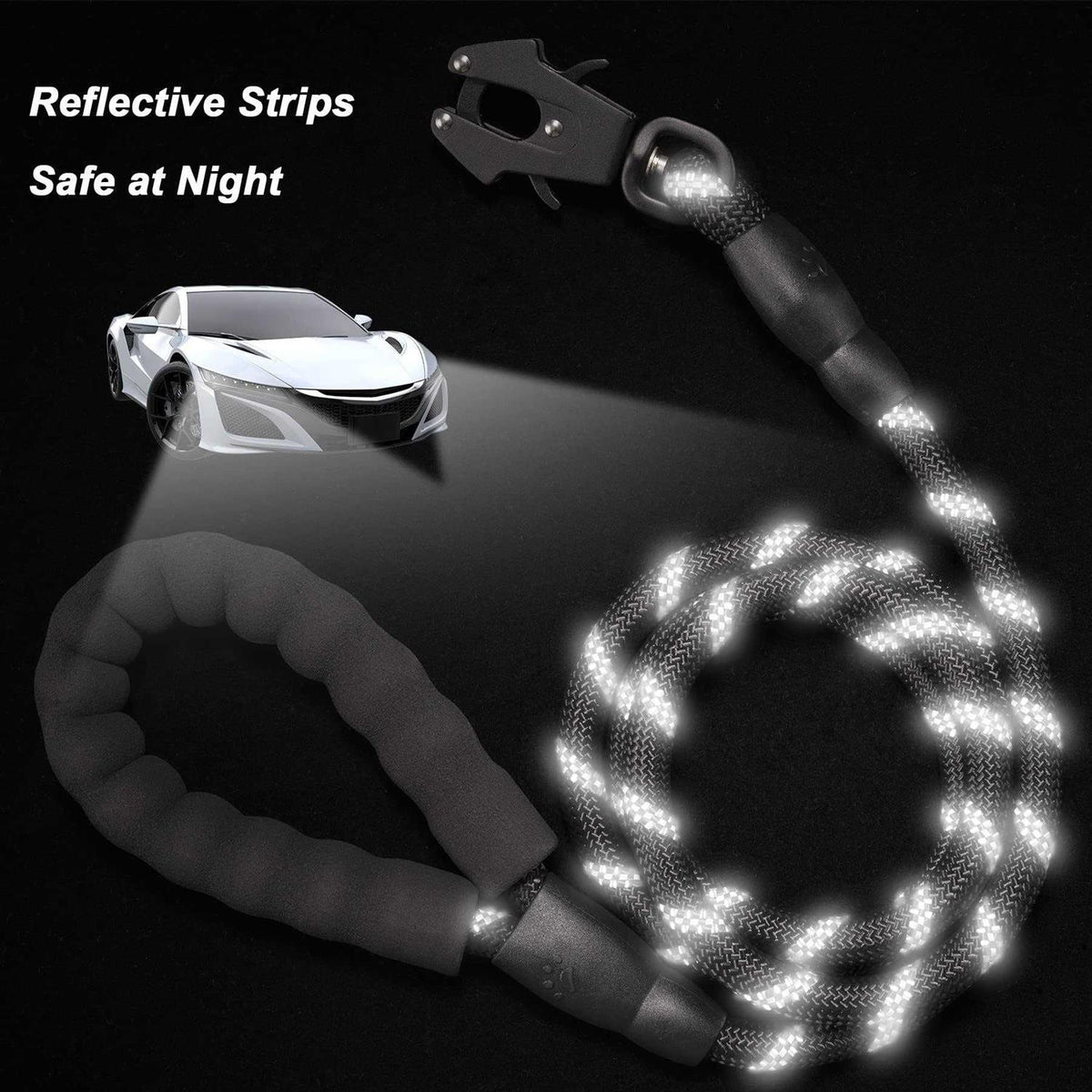 Heavy Duty Reflective Nylon Dog Leash with Locking Clip S4491