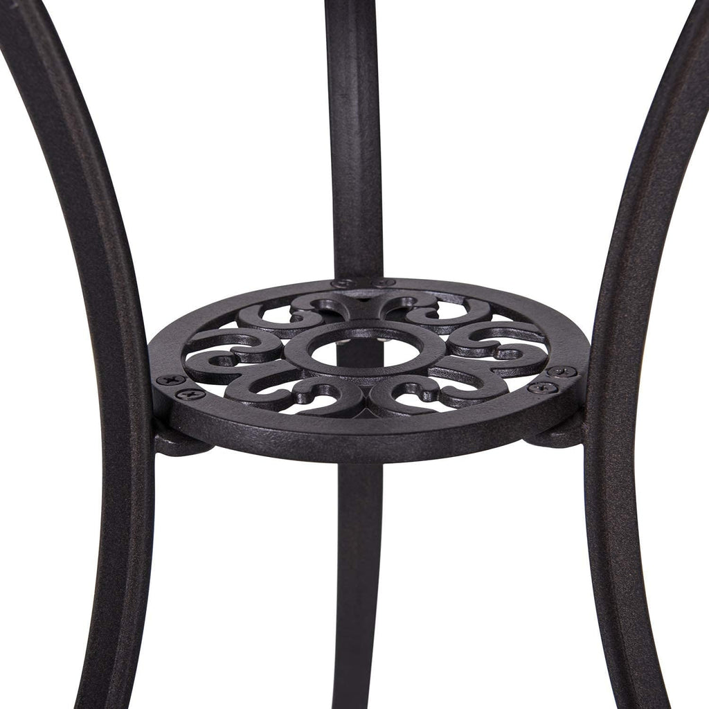 3 Piece Cast Aluminum Patio Bistro Set with Umbrella Hole E660