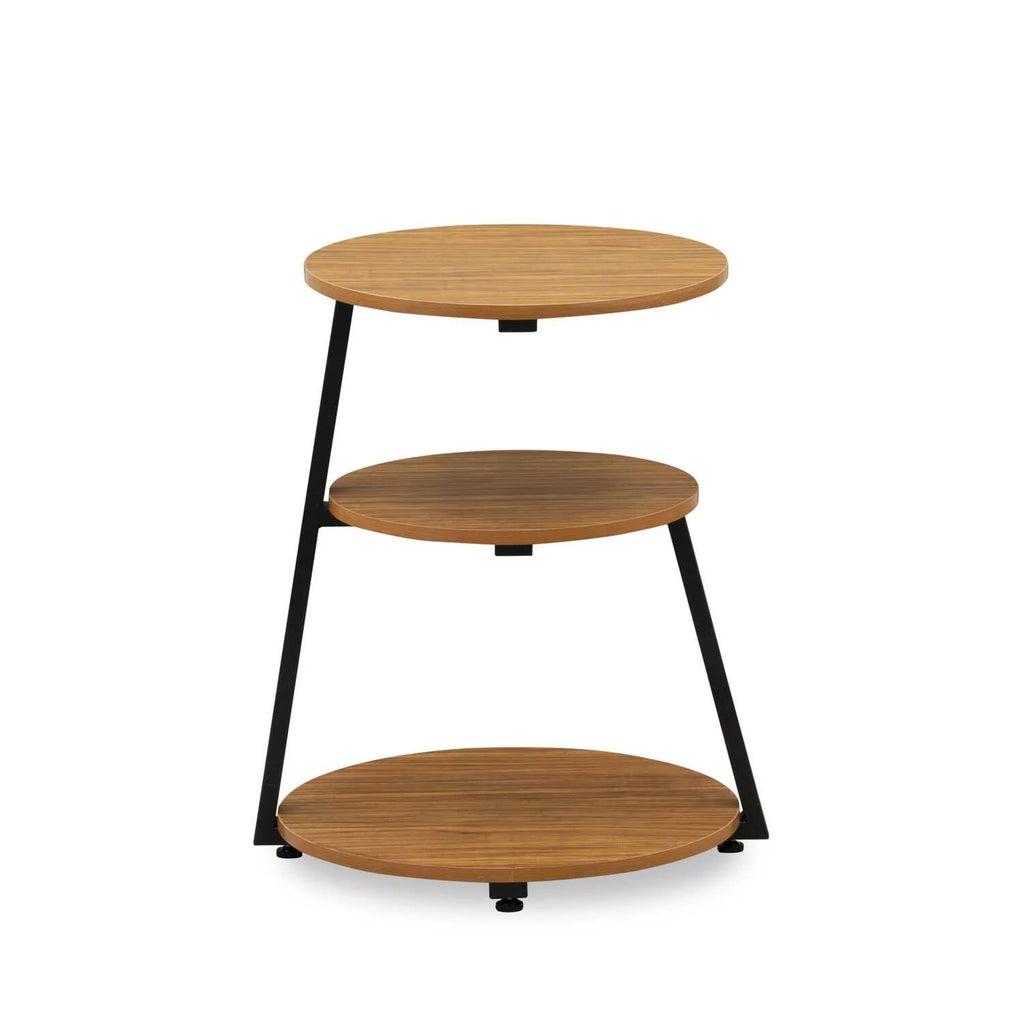 Round Wooden and Metal End Table in Black/Oak E834944