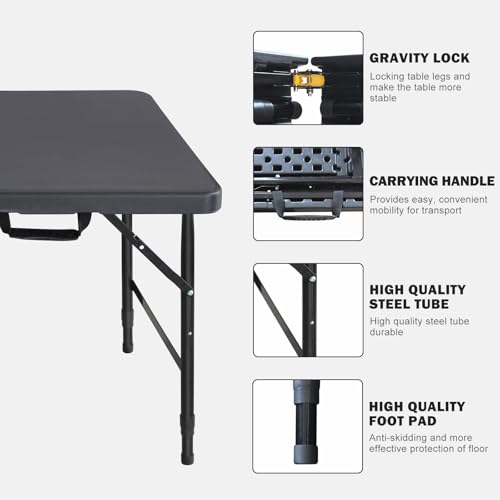 White 4ft Portable Folding Table with Steel Legs Z143