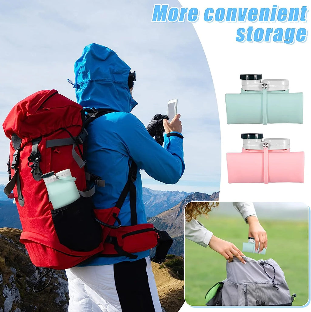 2PCS Collapsible 20oz Silicone Water Bottles S436688