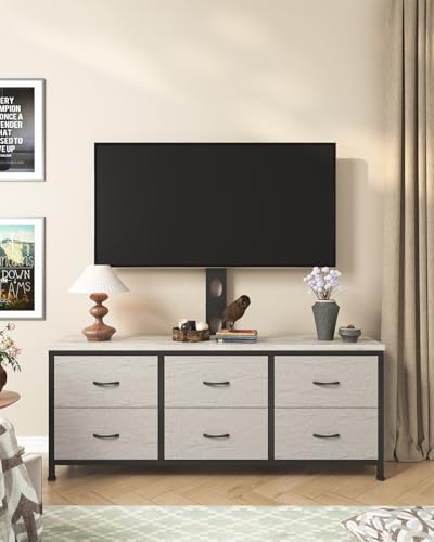 Black TV Stand with Mount and 6 Drawer Dresser B936116