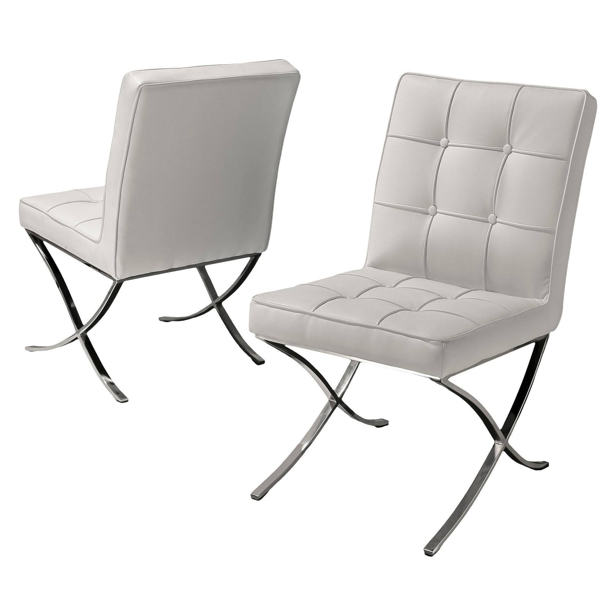 White Leather Dining Chair Set of 2 M2156