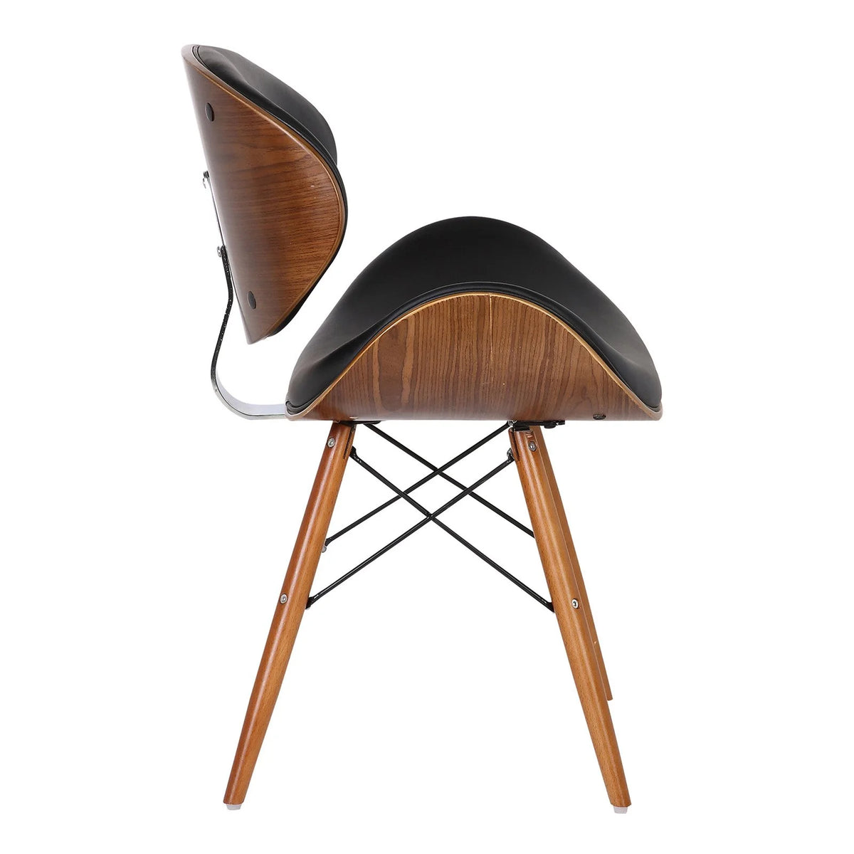 Black Faux Leather Mid-Century Dining Chair C608334