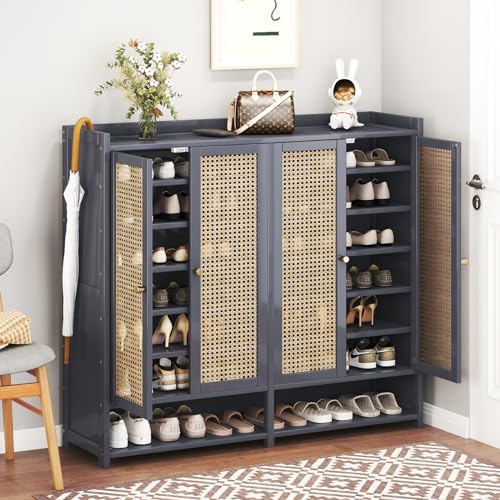 Bamboo 8 Tier Shoe Storage Cabinet with Doors and Drawers T696909