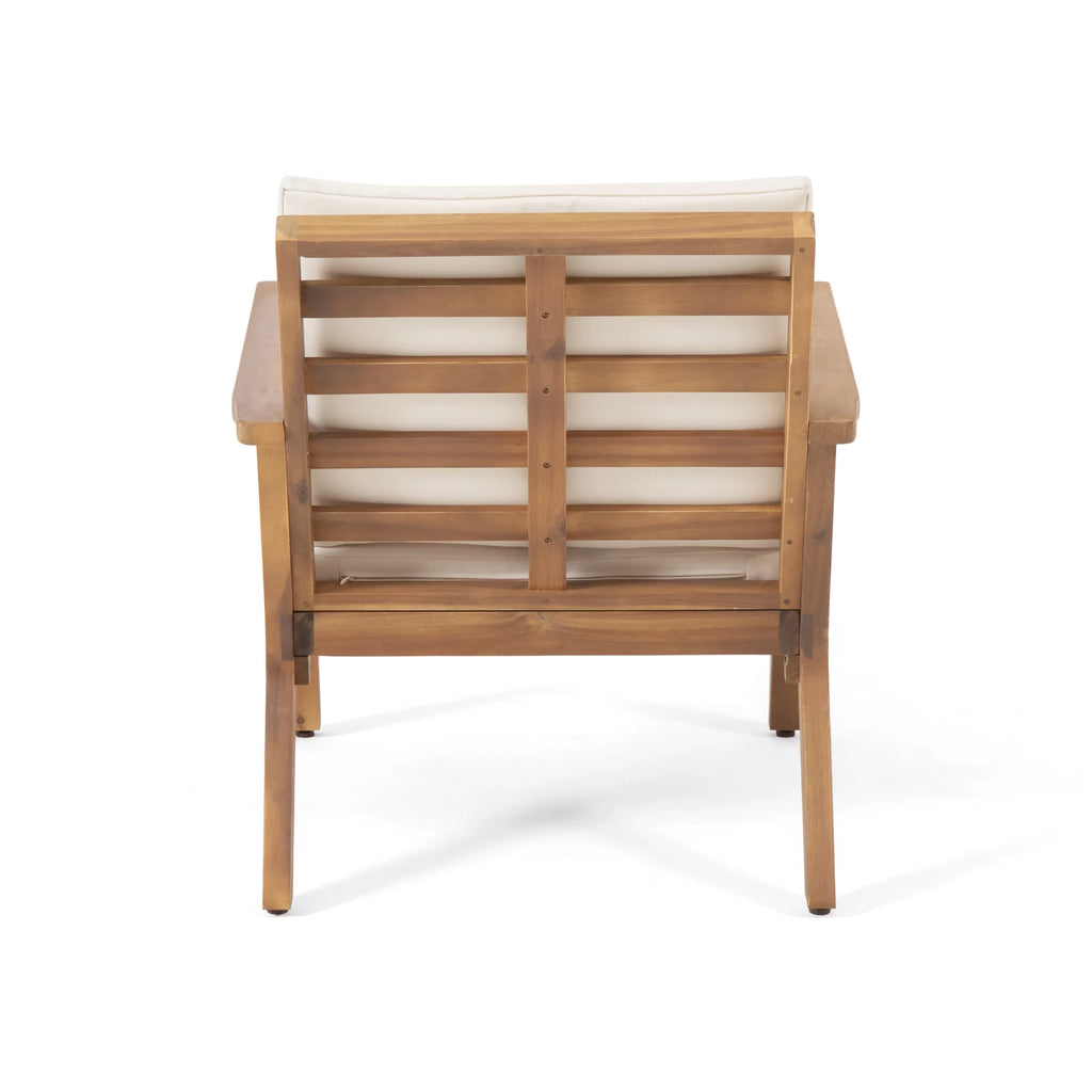 Acacia Wood Club Chairs with Cushions, Set of 2, Brown Patina, Cream L4966