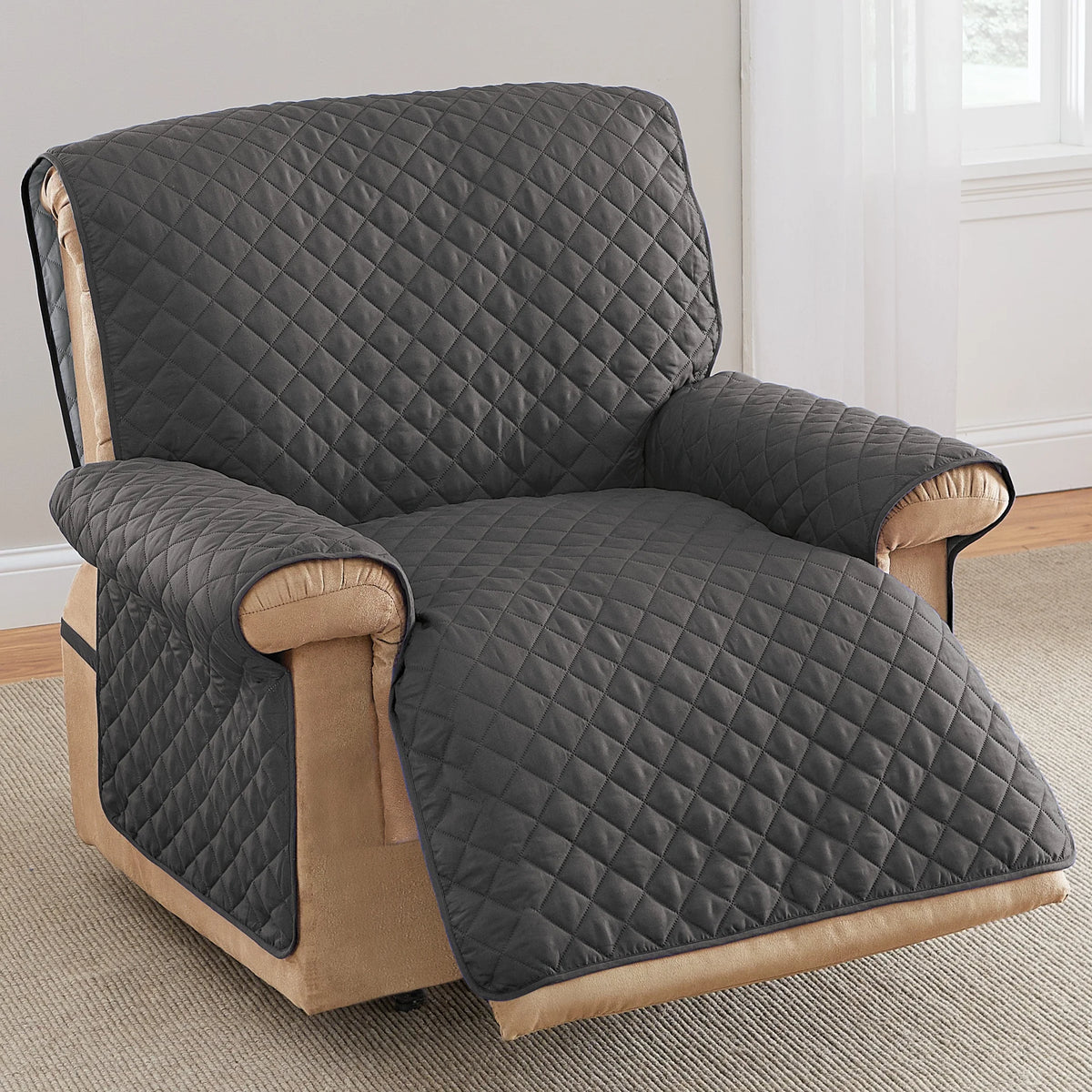 Jumbo Recliner Reversible Furniture Cover Protector Slate Grey/Silv K18889