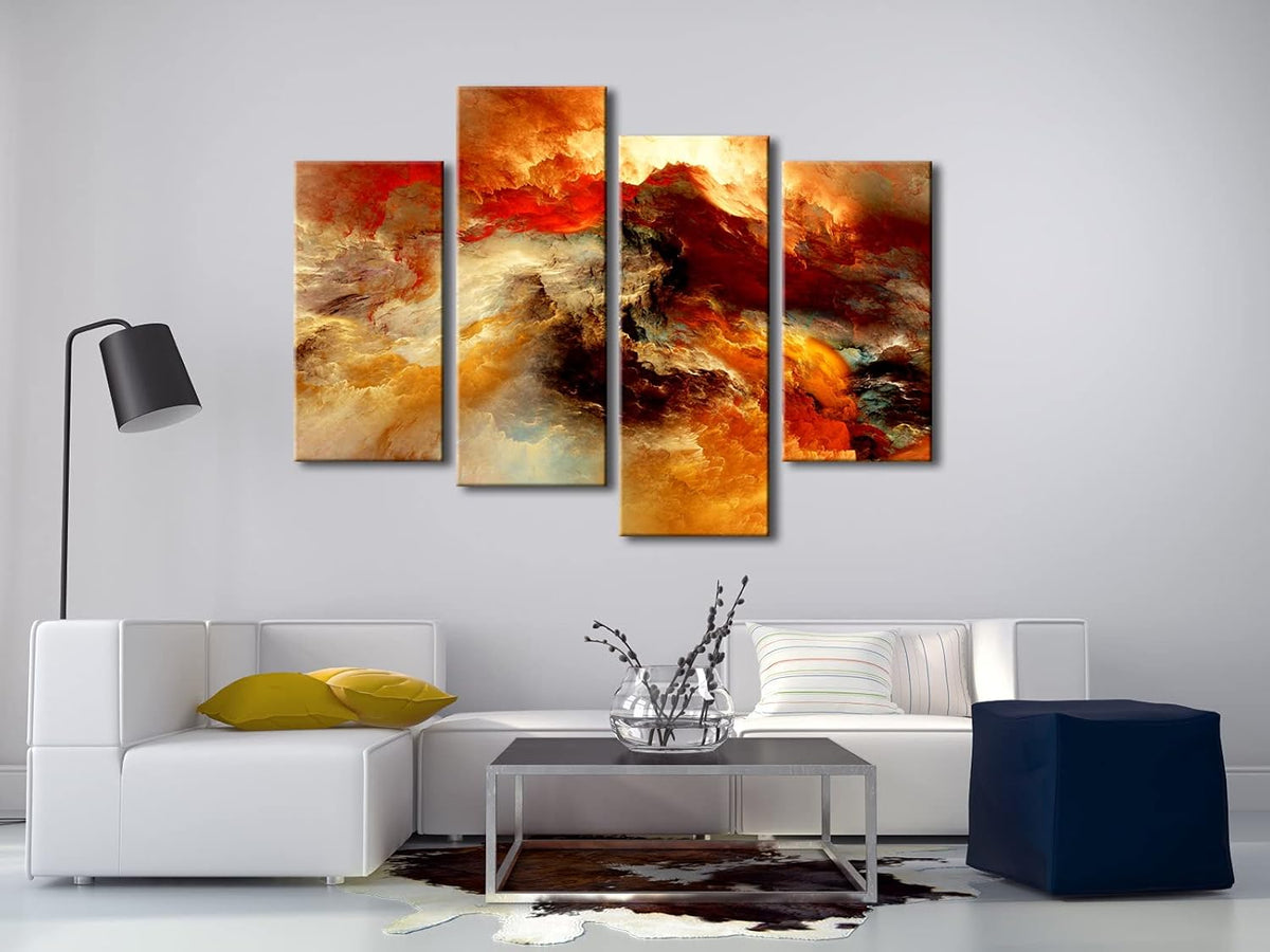 4 Piece Orange Abstract Stretched Framed Canvas Wall Art F164995