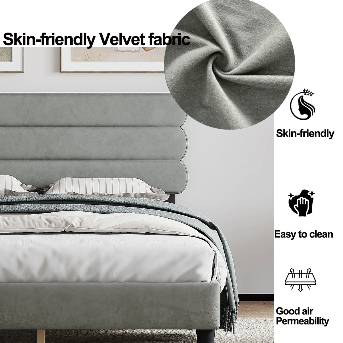 Queen Size Bed Frame Light Gray G54043