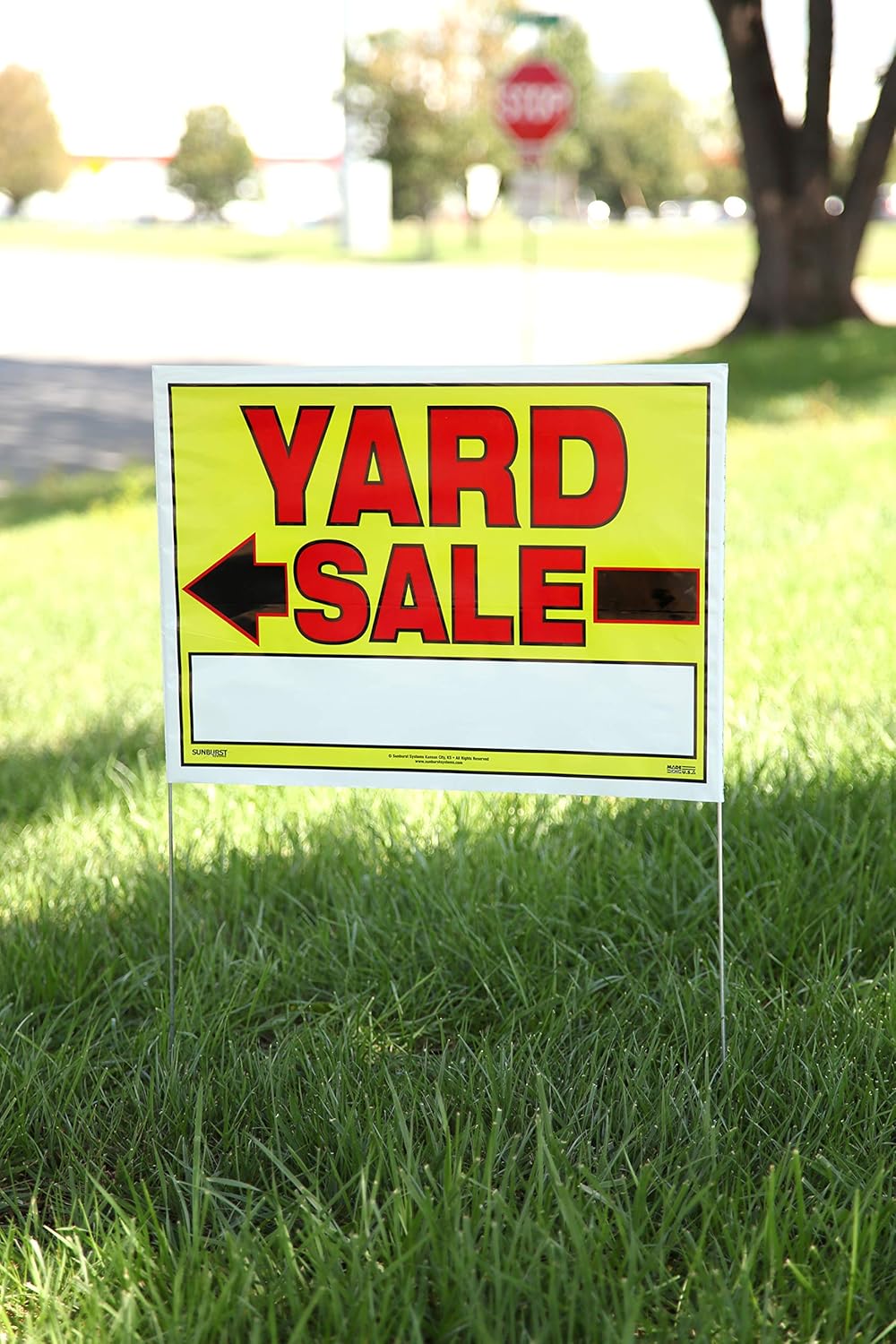 Yard Sale Sign with U-Stake, 32" H x 26" W, Yellow and Red, 10 Count Pack of 2 K131033
