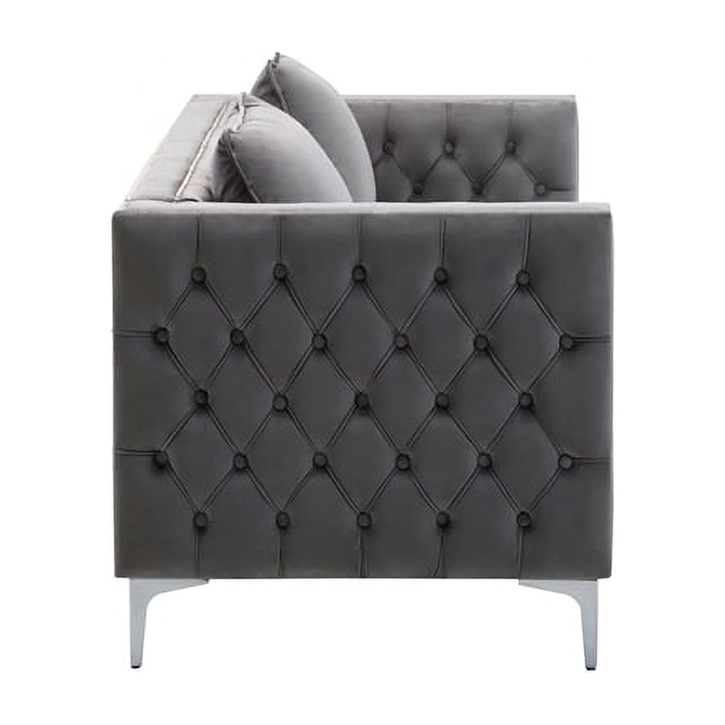 Velvet Sofa Set with Loveseat and Sofa in Gray T688