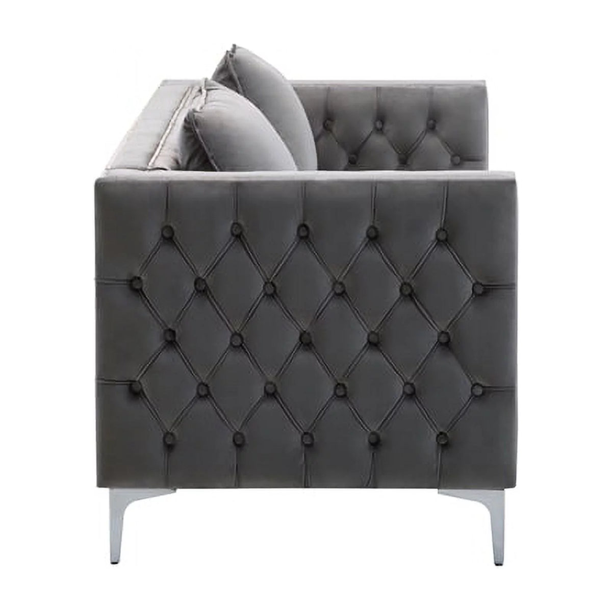 Velvet Sofa Set with Loveseat and Sofa in Gray T688