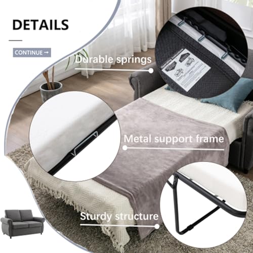 Gray Convertible Sleeper Sofa with Twin Size Memory Mattress F2758