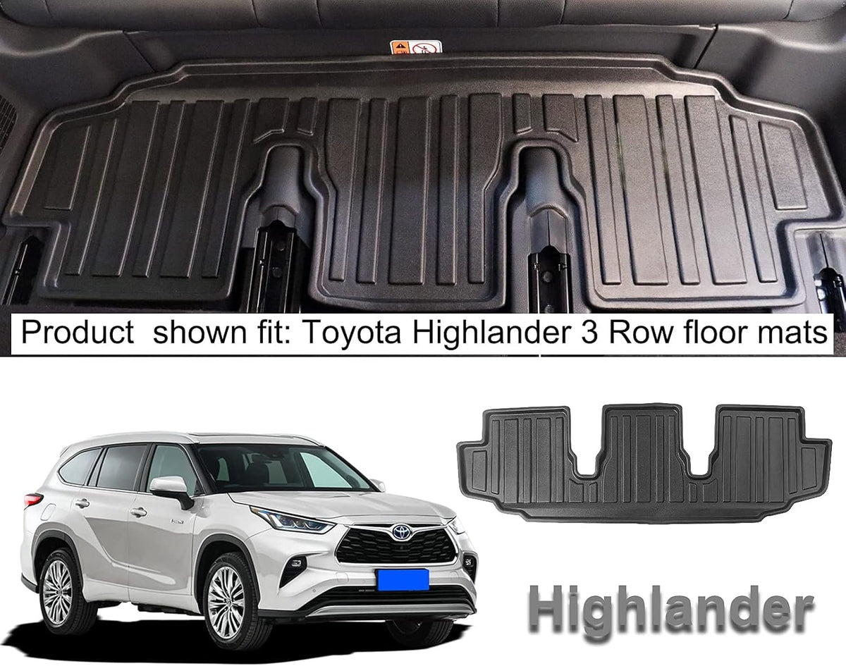 3 Row All-Weather Rubber Car Floor Mats & Cargo Liner Black E9477