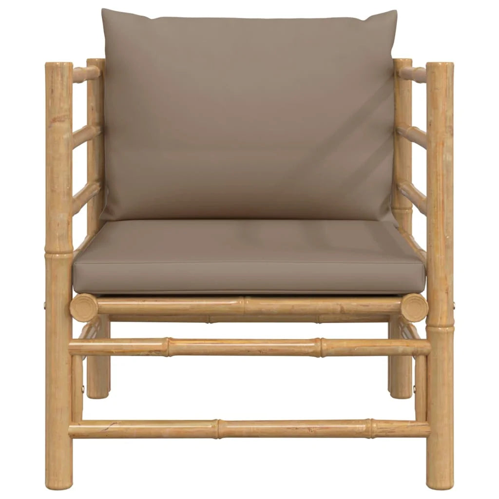 Patio Sofa with Taupe Cushions Bamboo L6504